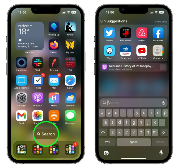 平原苹果手机维修分享升级到 iOS 16 后，如何删除主屏幕上的搜索按钮 