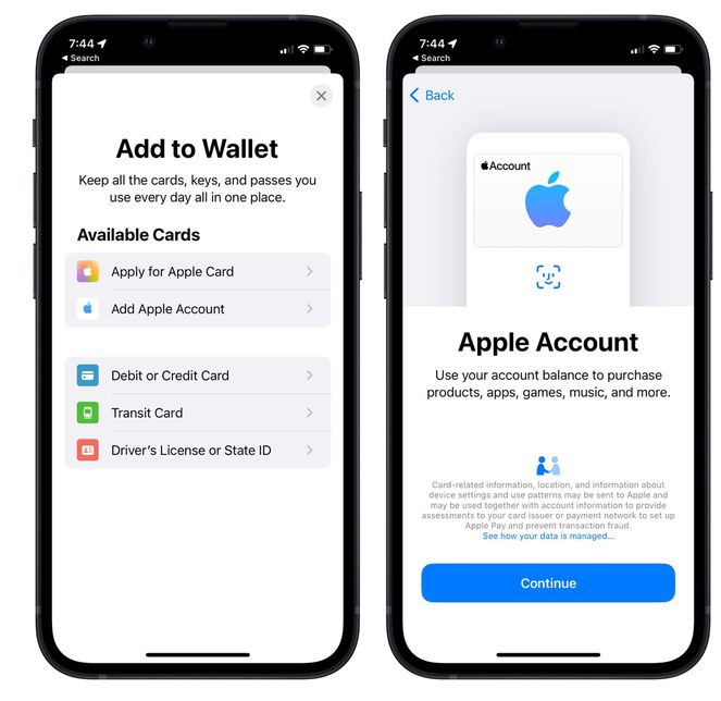 平原苹果手机维修分享iOS 15.5钱包App如何添加 Apple 账户 